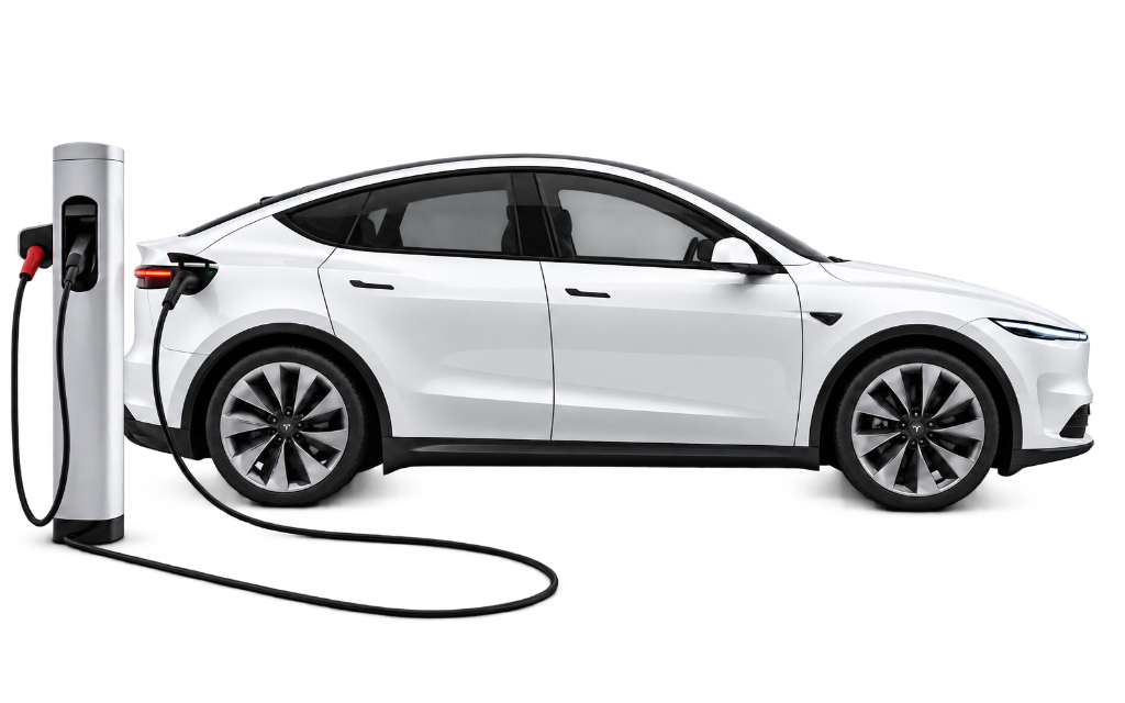 Electric SUV plugged into a charger