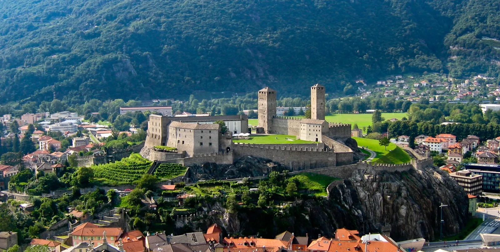 Castelgrande above the Ticino roofs