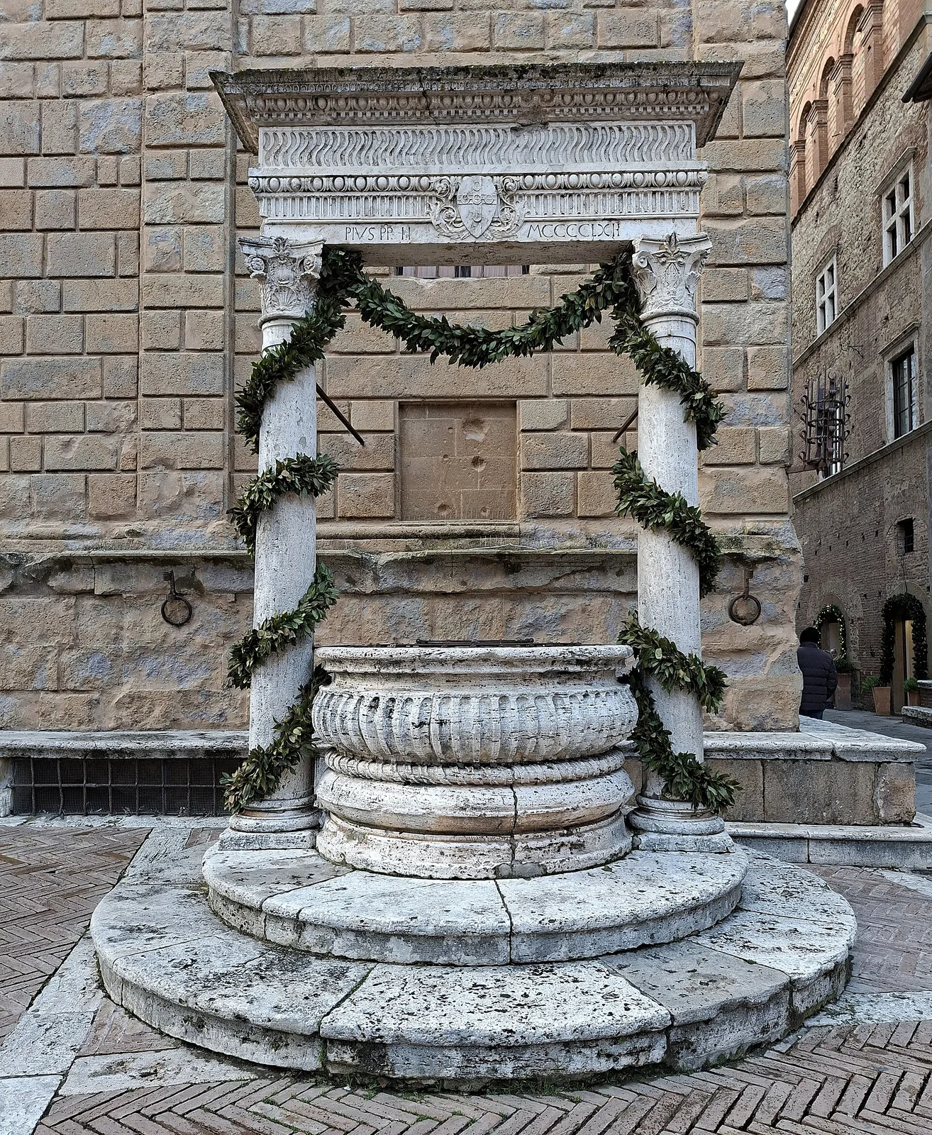 Pienza on its ridge in the cypress country