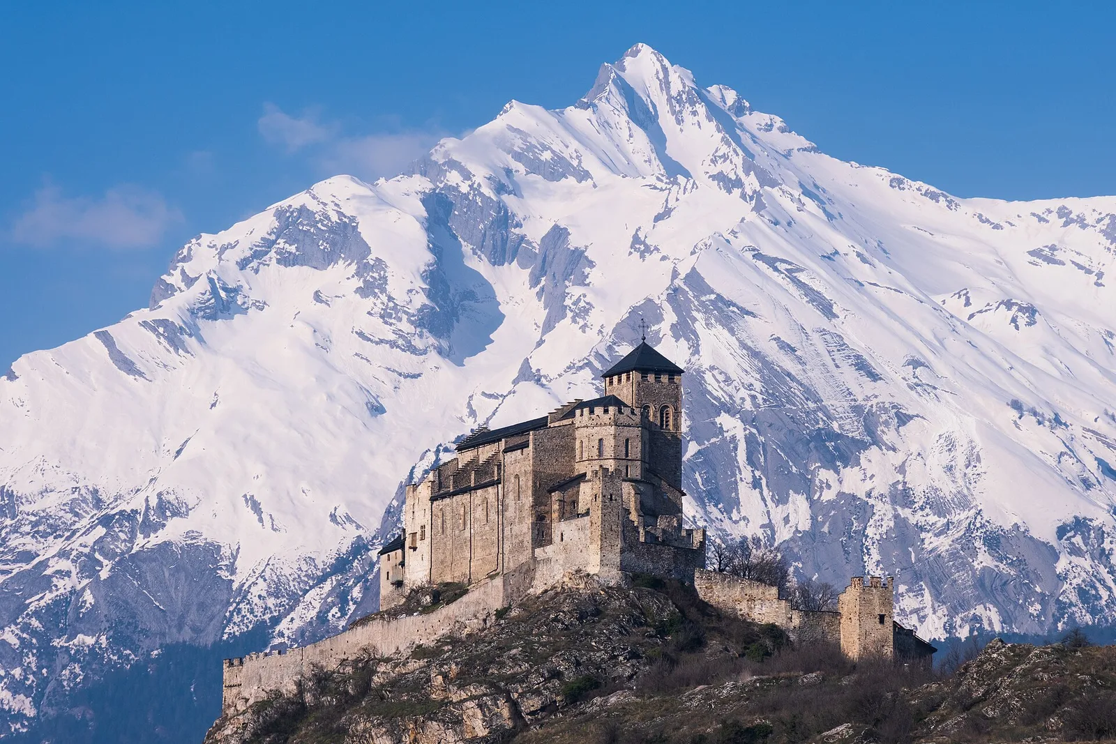 Sion’s two castles above the Rhone vineyards
